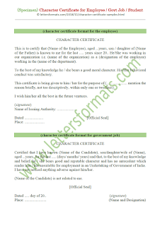 character certificate for students format