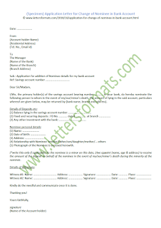 Application Letter for Change of Nominee in Bank Account (Sample)