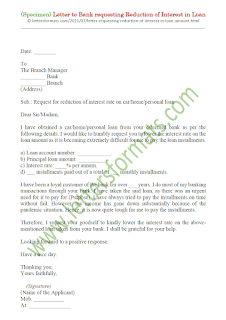 request letter to bank for reducing interest rate on housing loan due to covid