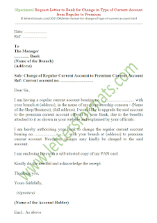 how to write a letter to bank manager for change of account type